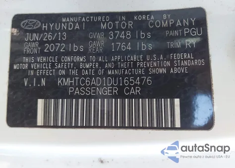 2013 Hyundai Veloster Base W/Gray из США, поврежденный, VIN KMHTC6AD1DU165476